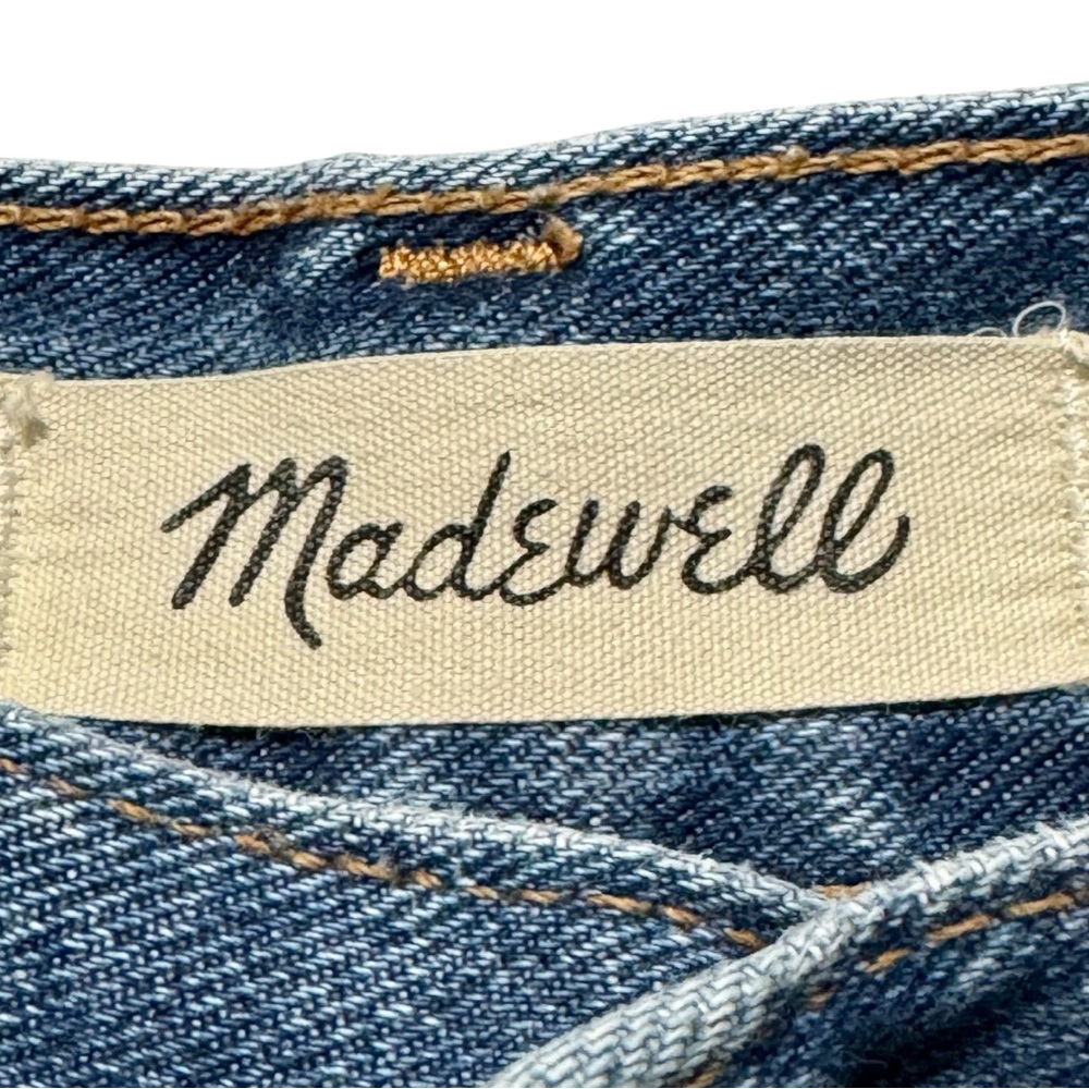 MADEWELL The Mom Jean High Rise Cut Off Frayed Hem Cotton Denim Shorts - Picture 9 of 12